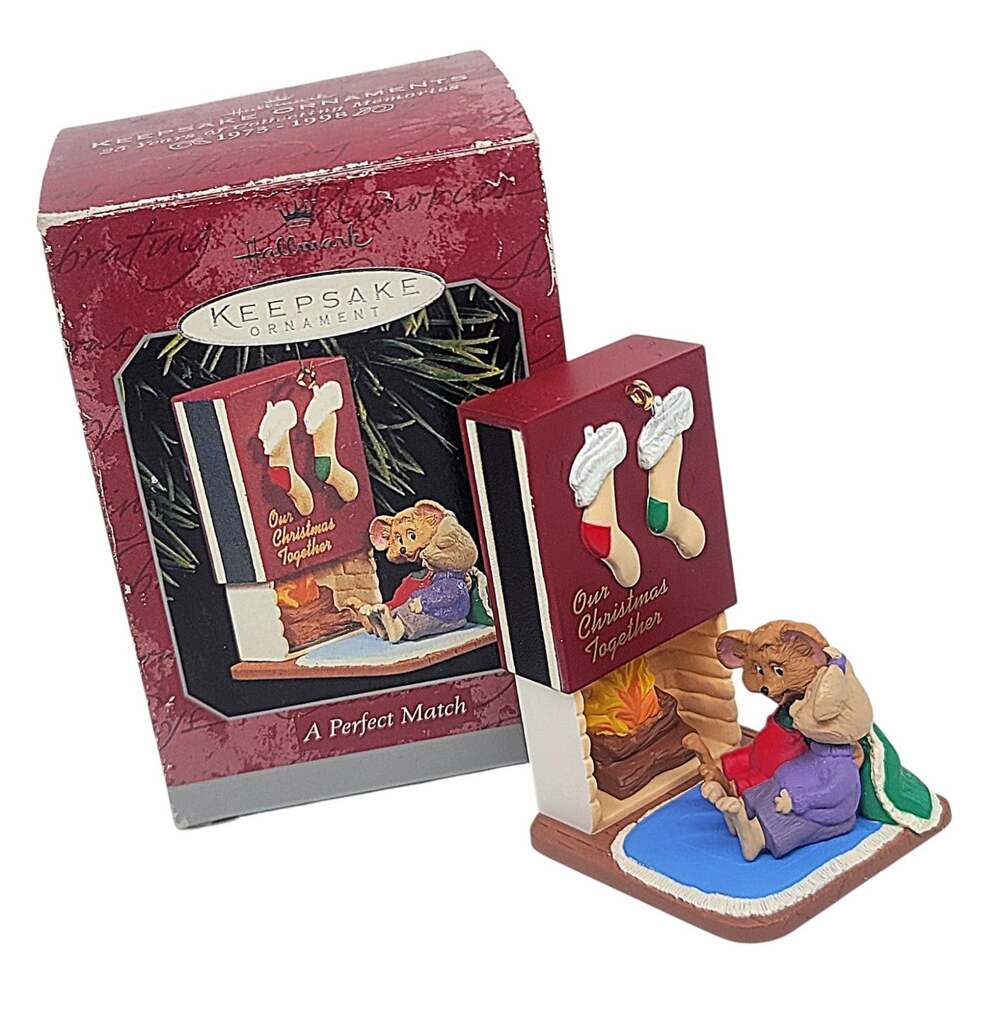 Vtg 1998 Hallmark “A Perfect Match” Our First Christmas Together Fireplace C290